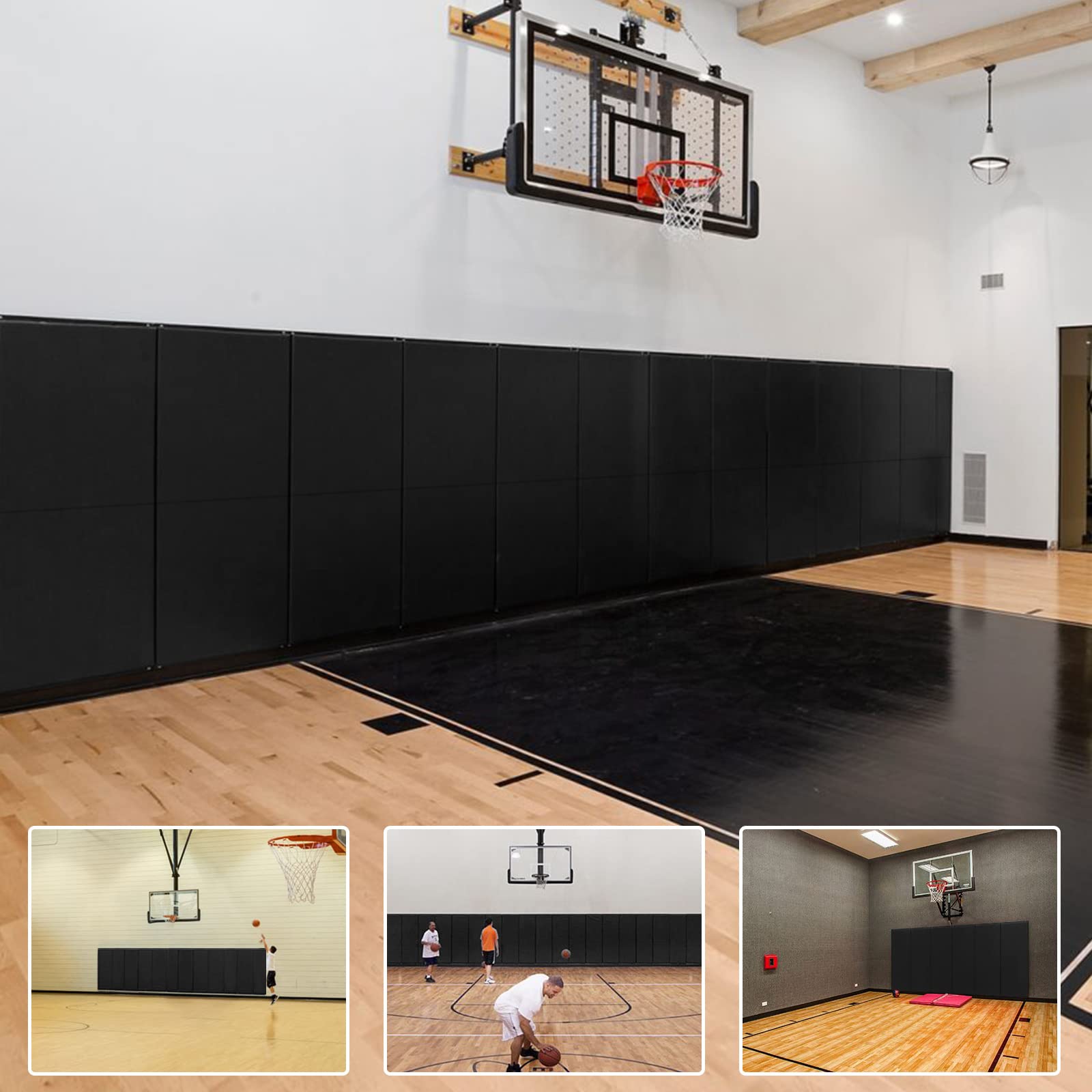 Photo 1 of PROGOAL 1 Pack Wall Pad 2" Thick Foam Protection Padding?Gym Basketball-Court Garage Car-Door Protectors?Durable Waterproof Paddings for Wall-Mounted Basketball Hoops(60" L x 20" W,Black)
