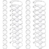 Hicarer 40 Pieces Bracelet Bezel Settings for Jewelry Making, 20 Pieces 20mm Silver Bezel Bracelets Blank Tray Bangles and 20 Pieces 20mm Clear Glass Cabochons