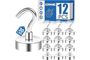 LOVIMAG Strong Magnetic Hooks, 30lbs Magnet Hooks for Cruise Cabin, Strong Magnets with Hooks Cruise Magnetic Hooks Perfect for Hanging,Refrigerator, Kitchen Storage,Classroom Organization -12 Pack