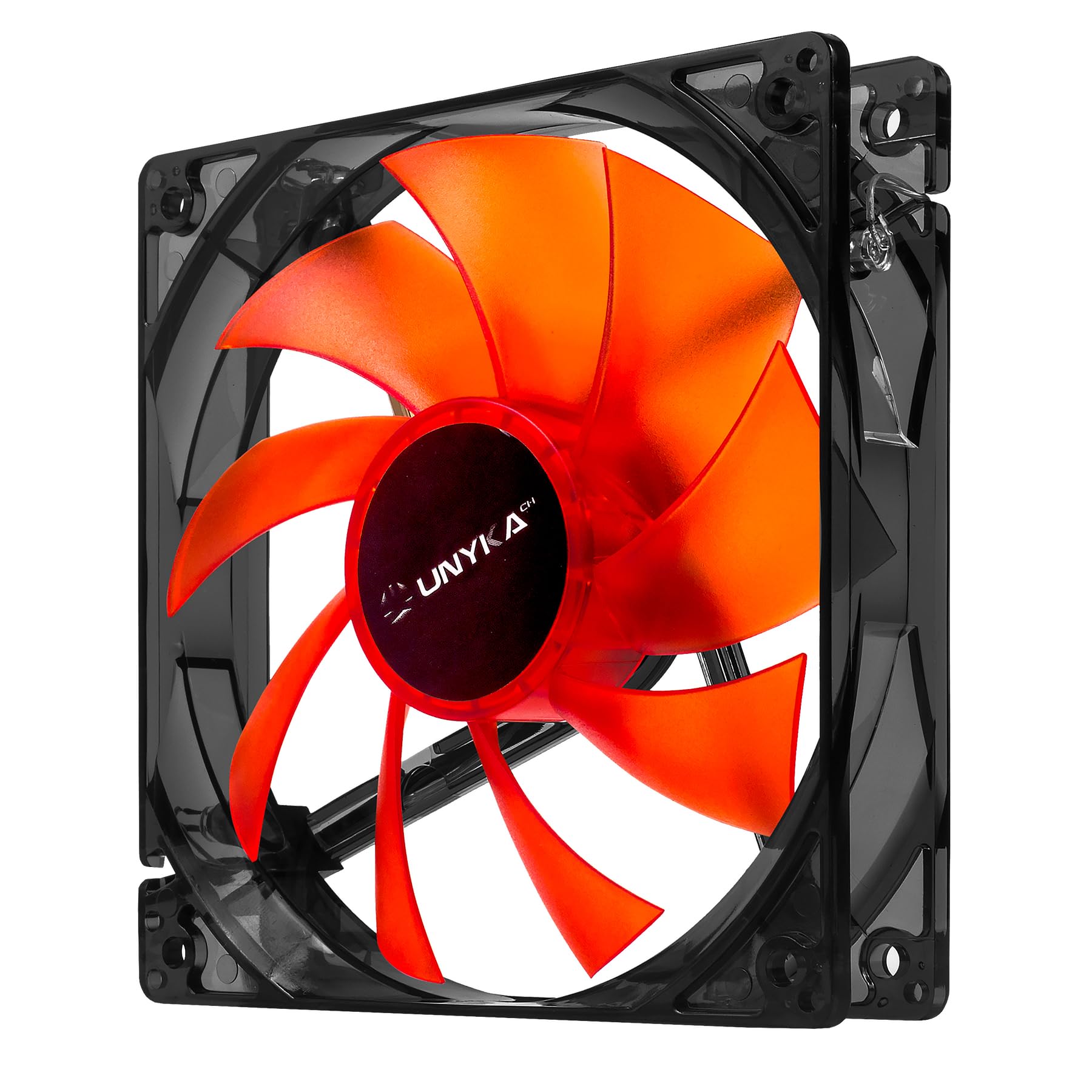 Unykach 51792 PC Fan - 120mm, 12V, 12W, 120x120x120mm, 1500rpm, 18dB, Red LED, Desktop Compatible