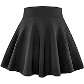 BOOPH Kids Girls Skirt Casual Mini Flare Plain Pleated Stretch Waist Skater Uniform Skirts
