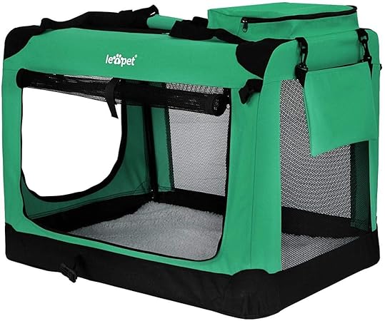 Leopet Sac De Transport Pliable Et Lavable En Tissu Avec Poignees Tailles Et Couleurs Au Choix Cage Caisse De Transport Pour Chats Chiens Animaux Domestiques Xl 23kg 81x58x58cm Vert Amazon Fr Animalerie