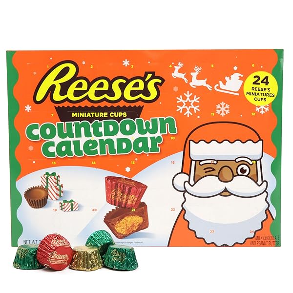 2024 REESE’S PEANUT BUTTER CUP ADVENT CALENDAR, 24-DAY COUNTDOWN TO CHRISTMAS WITH CANDY, INDIVIDUALLY WRAPPED PIECES, 7.4 OUNCES
