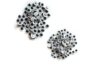 FKEYTO 300PCS Mini Wiggle Eyes Self Adhesive Black White Googly Eyes for DIY Crafts Decoration,6mm+8mm
