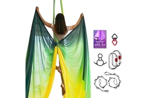 SYCYKA Deluxe Aerial Silks Equipment Set - 11 Yards Aerial Yoga Hammock Swing for Acrobatic, Circus Arts, Dance (L:10m W:2.8m)
