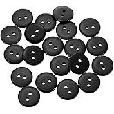 HARFINGTON 20pcs Resin Sewing Button, 12.5mm (1/2-inch) 2 Holes Round Craft Decorative Buttons for Coat, Clothes Holiday Decoration, Black