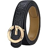 VANNANBA Designer Belts for Women Genuine Leather with Letter G Gold Buckle Fashion Retro Belt for Jeans Pants Dresses