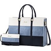 LOVEVOOK Laptop Bag for Women, 15.6 Inch Laptop Tote Bag, Vintage Leather Work Bags for Women, Waterproof Computer bag with Clutch Purse, Large Capacity Briefcase, Business Office Bag