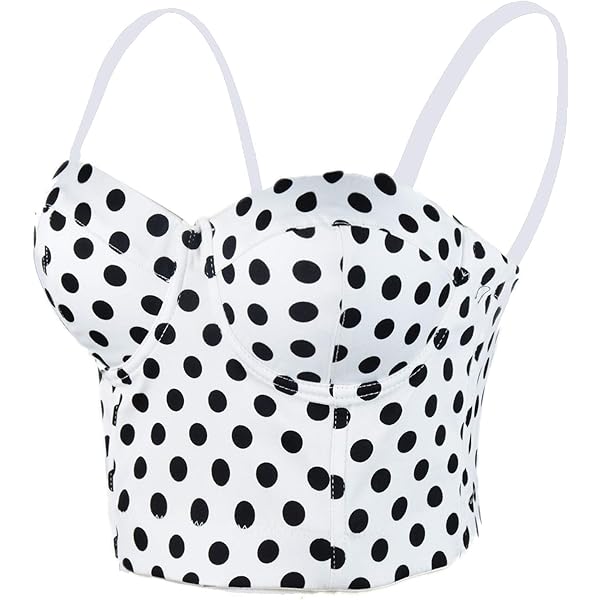 トップス KISHIDAMIKI dot bustier Amazon.com: Women's Black Satin Red Polka Dot Crop Overbust
