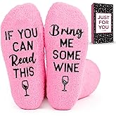 Wine Socks for Women - Funny Sock Gifts for Moms, Wife, Grandma, Friend - Wine Lovers Gifts for Female Adult - Retirement Valentine's Christmas Birthday Novelty Gift Ideas - Fuzzy, Non Slip Socks