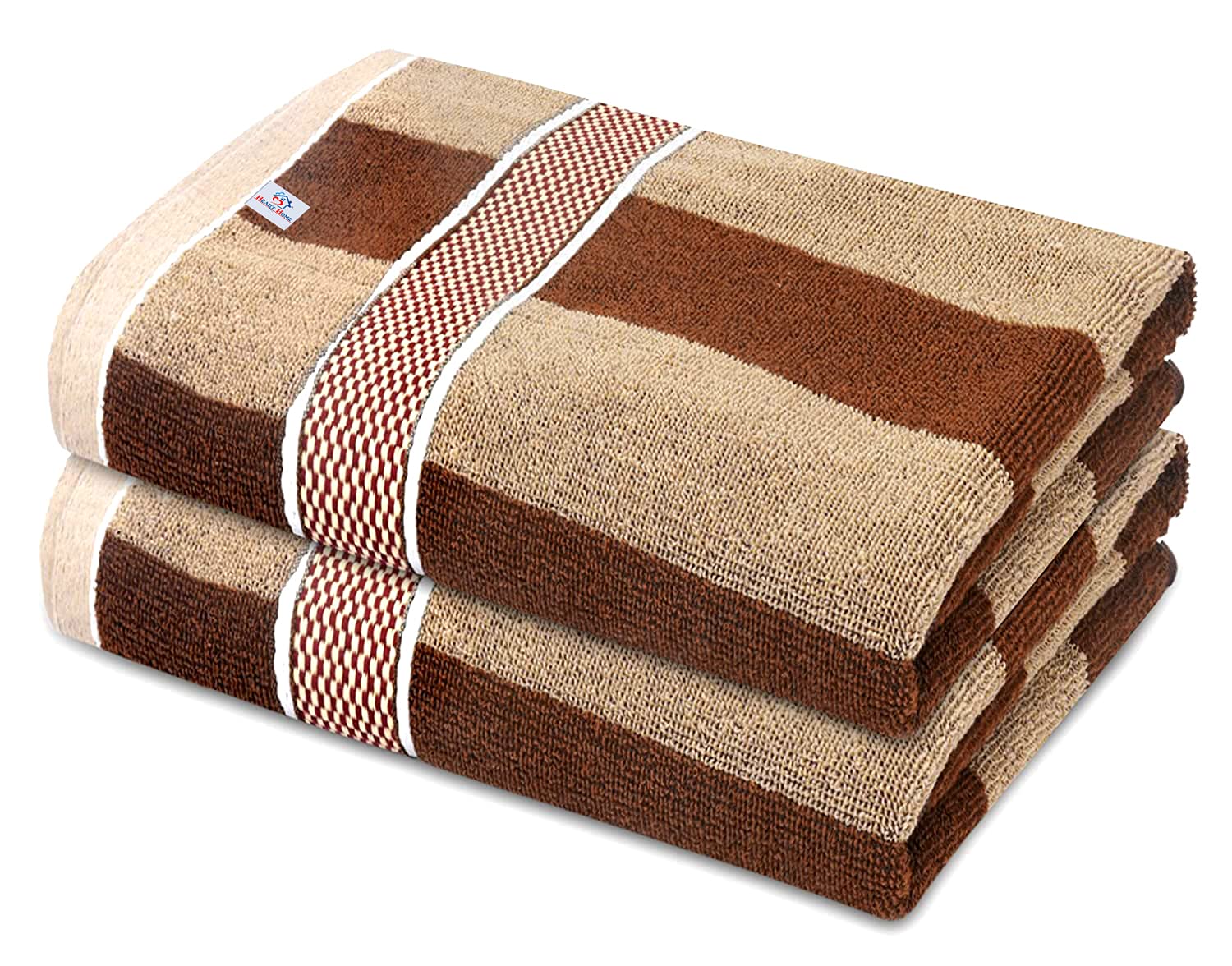 Heart Home Lining Cotton Bath Towel 30"x60" Pack of 2 (Dark & Light Brown)HS_38_HEARTH21404