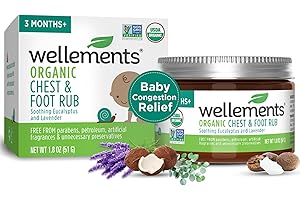 Wellements Organic Baby Chest & Foot Rub for 3 Months+ (1.8 Fl Oz) | Soothes & Comforts | Baby congestion relief* with Eucalyptus and Lavender | Free From Petroleum, Menthol and Artificial Fragrance