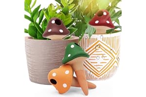 TWOWIN 4 Pack Terracotta Watering Spikes, Self Watering Planter Insert Mushroom Watering Globes, Plant Self Watering Spikes for Outdoor Indoor Plants, Automatic Plant Waterer Slow Release Watering System