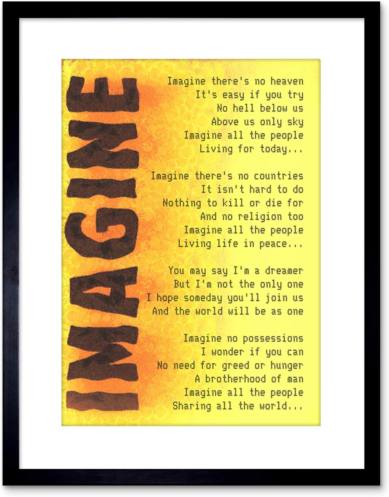 9x7 '' Imagine Music John Lennon Lyrics Quote Framed Art Print F97X441