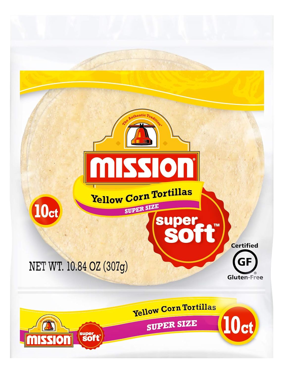 Amazon Com Mission Super Size Yellow Corn Tortillas Gluten Free Trans Fat Free Large Soft Taco Size 10 Count Prime Pantry