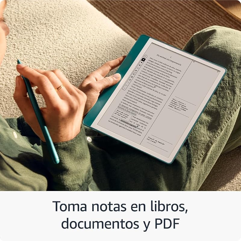 Kindle Scribe (64 GB) | Pantalla rediseñada con bordes uniformes. Escribe a mano sobre tus libros y documentos | Lápiz prémium | Verde jade metalizado