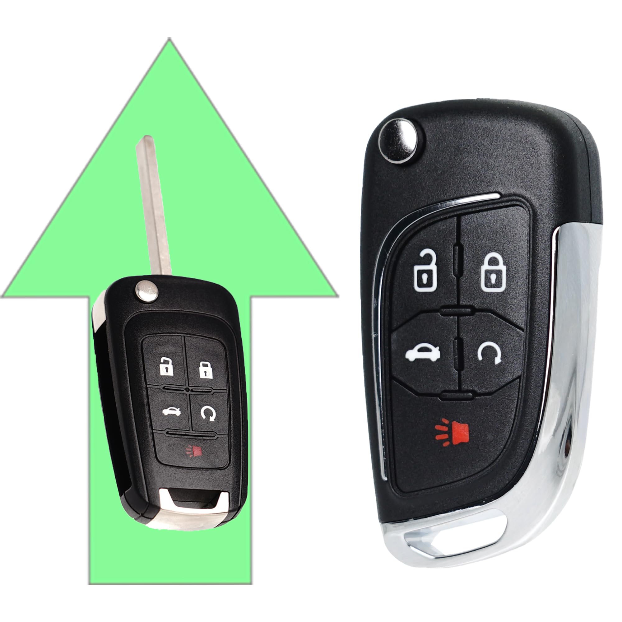 Photo 1 of SUPALAND Key Fob Shell Case Replacement Fits for Chevy Camaro Cruze Equinox Impala Malibu 2010-2019 GMC Terrain Buick Encore Lacrosse Regal Verano Keyless Entry Remote Control 5 Button Flip Cover CAE