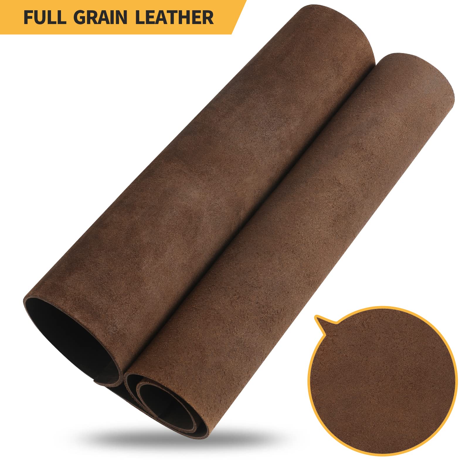 RingSun 12''X24'' Genuine Leather Sheets for Crafts (2mm), Full Grain Leather for Tooling Craft Sewing(Black Coffee)