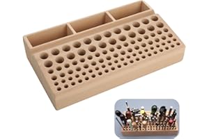 joyibay Leather Craft Tool Holder: 98 Holes Professional Wooden Leathercraft Stand Organizer with 3 Slots, Large Tool Rack for Making Punch Tools Organizer Storage, 10.63 * 5.91 in