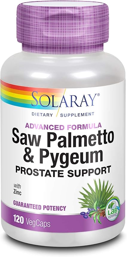 Amazon Com Solaray Pygeum And Saw Palmetto Berry Extracts Mens Health Prostate Function Support Zinc B 6 Pumpkin Seed Amino Acids 120 Vegcaps Health Personal Care
