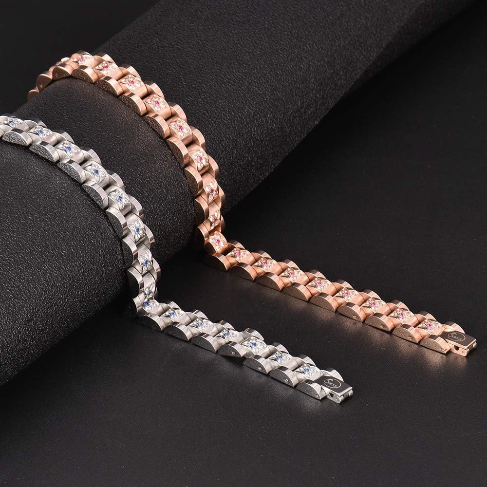 Magnetic Therapy Bracelet for Women Titanium Steel Health Pain Relief for Arthritis Wristband with Adjustable and Carpal Tunne（Rose Gold）: Health & Personal Care