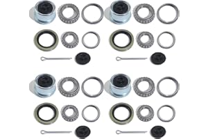 LUXTRKSTO 4 Sets L68149/L68111 L44649/L44610 Trailer Hub Bearings Kit for 3500lbs Tapered Axle, with 171255TB/10-19 Grease Seals 1.98'' Dust Caps, Hub Bearing Kits for 1-3/8'' to 1-1/16'' #84 Spindle