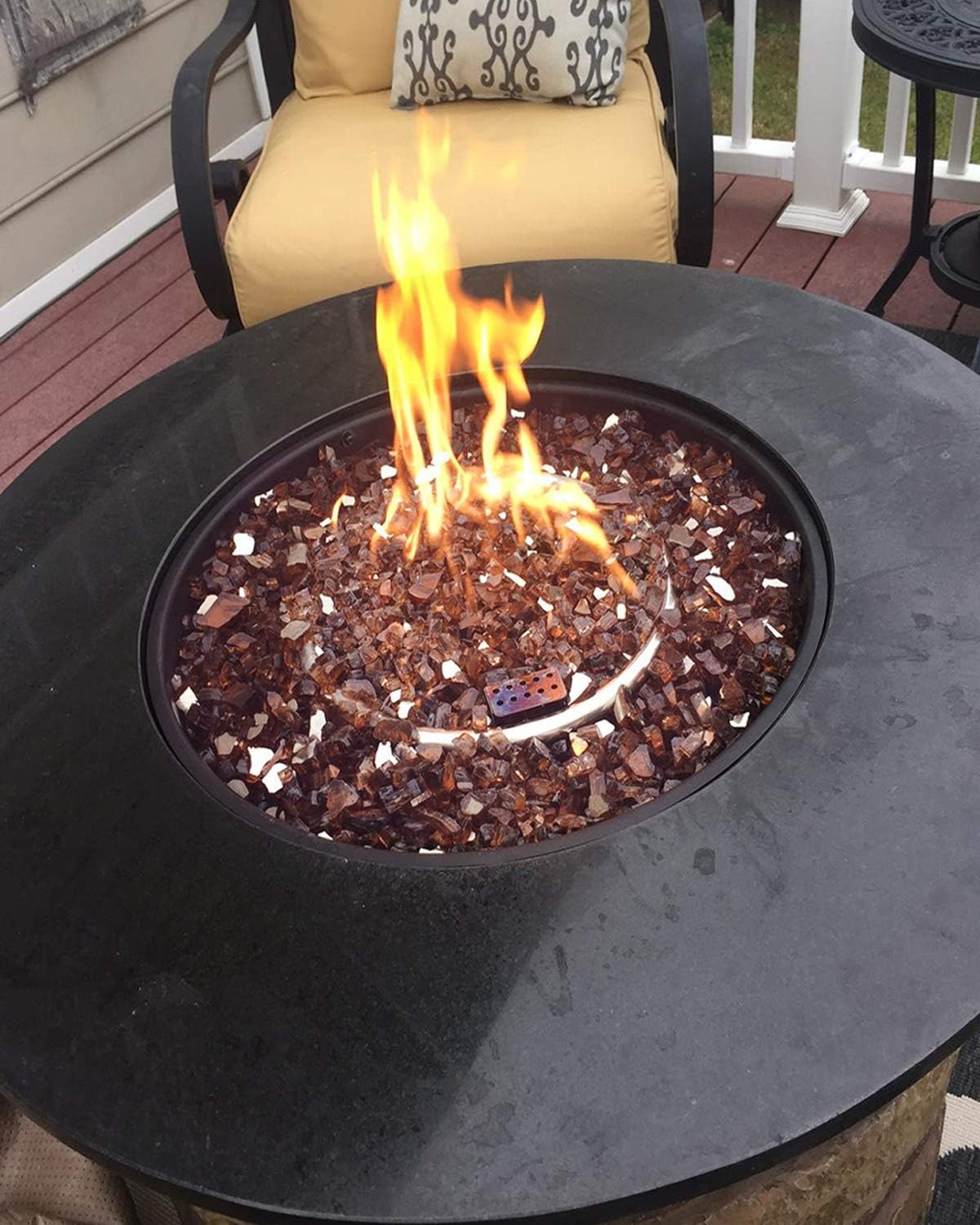 glass fire table on Patio Lawn Garden 1 2 Inch Futureway Fire Glass For Fire Pit 30 Pound Amber Brown Reflective Fire Glass Rocks For Indoor And Outdoor Fireplace Fire Table Outdoor Heating