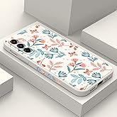 LEECG for Samsung Galaxy S25 Case, Creative Patterns Slim Non Slip Lightweight Phone Cover for Galaxy S25 6.2 inch, Leaf White