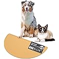 Should We Go? - Waterproof Silicone Pet Food Mat - Non-Slip, Spill-Proof Feeding Mats for Floors, Raised Edge Design, Easy-to-Clean, Durable Flexible Rubber Mat for Dog & Cat Bowls, Medium-Honey