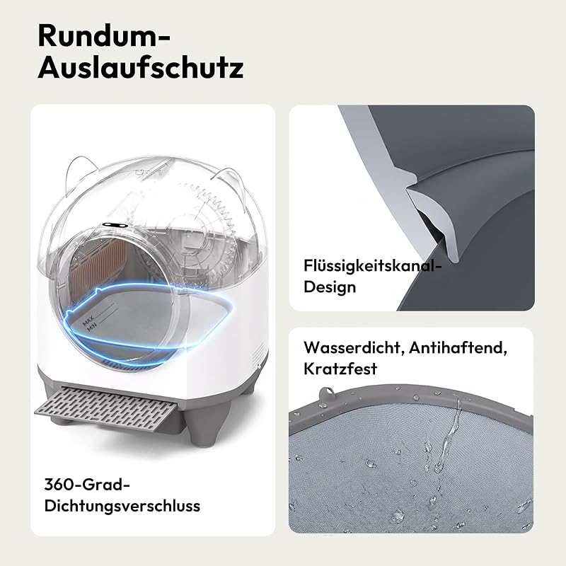 Automatisches Katzenklo 90L, App-Steuerung, Sicherheitssensoren