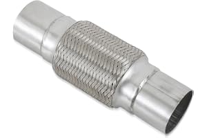 TORDXICS 2.5''X6''universal stainless steel Exhaust Flex Pipe with Ends 10" Inch Long Heavy Dutydouble braided bendable exhaust Flex Pipe