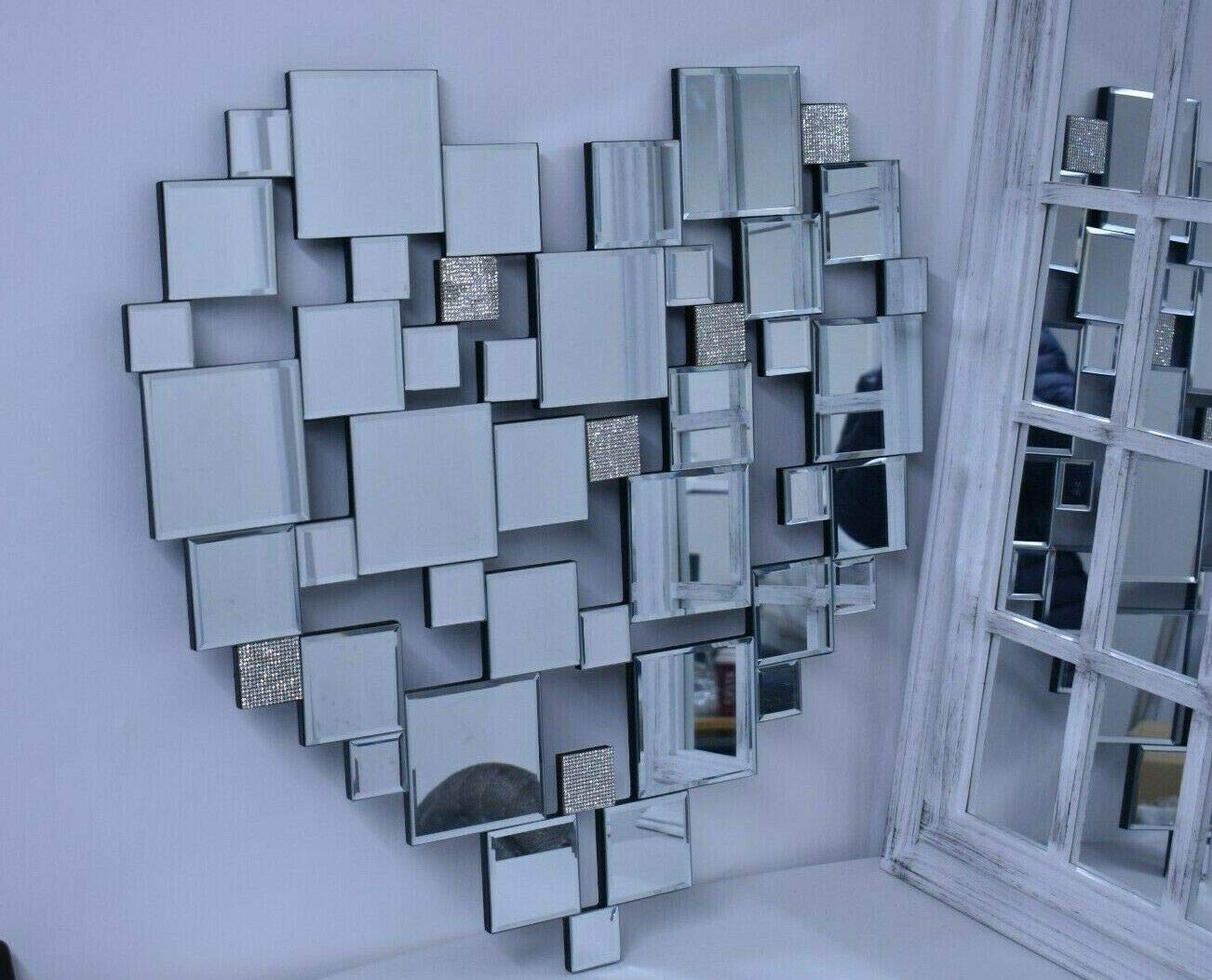 Deenz Heart Shaped Glass Mirror - Chic & Shabby 60 X 60 Cm Bedroom & Bathroom Wall Mirror