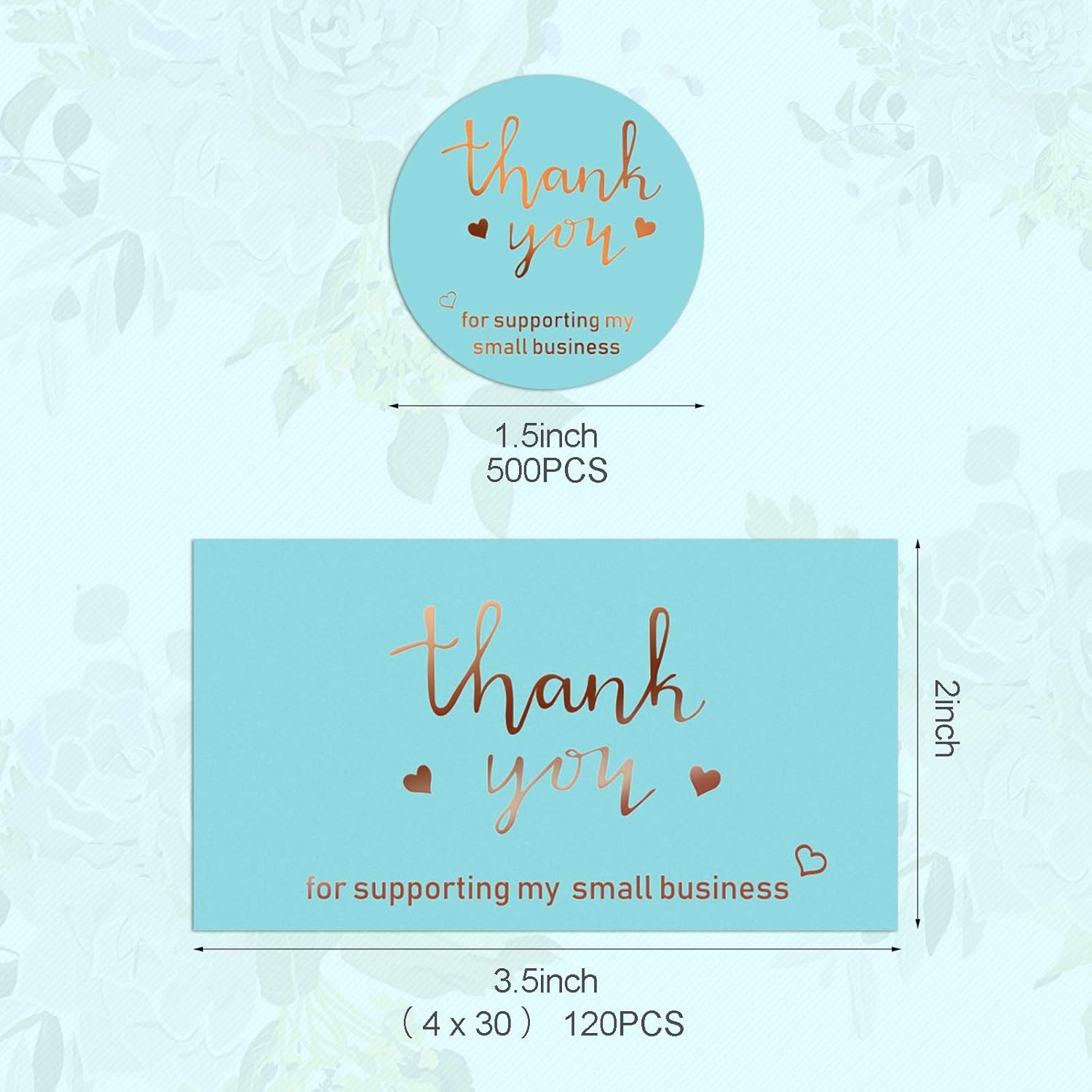 120 Pieces Thank You Card with 500 Sticker Label Roll, Gold Foil Greeting Cards, Thank You for Supporting My Small Business Card Set for Package Insert, Envelope Seals, Small Business Owner Need : Office Products