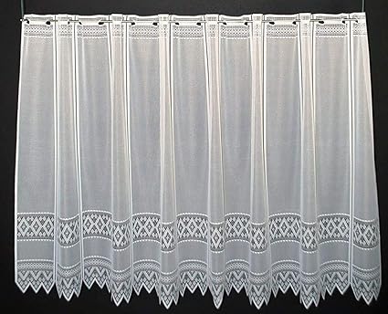 Scheibengardine Jacquard Grafisch 90 Cm Hoch Breite Der Gardine Durch Gekaufte Menge In 13 Cm Schritten Wahlbar Anfertigung Nach Mass Weiss Amazon De Kuche Haushalt