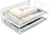 EasyPAG 2 Tier A4 Mesh In Trays Desk Tidy White 34x24.5x13.5 cm