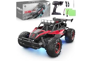 LARVEY 1:16 Scale Remote Control Car, 20 Km/h High Speed Remote Control Truck Off Road RC Monster Vehicle with LED Headlights and Chassis Lights, Electric Toy for Boys Kids and Adults