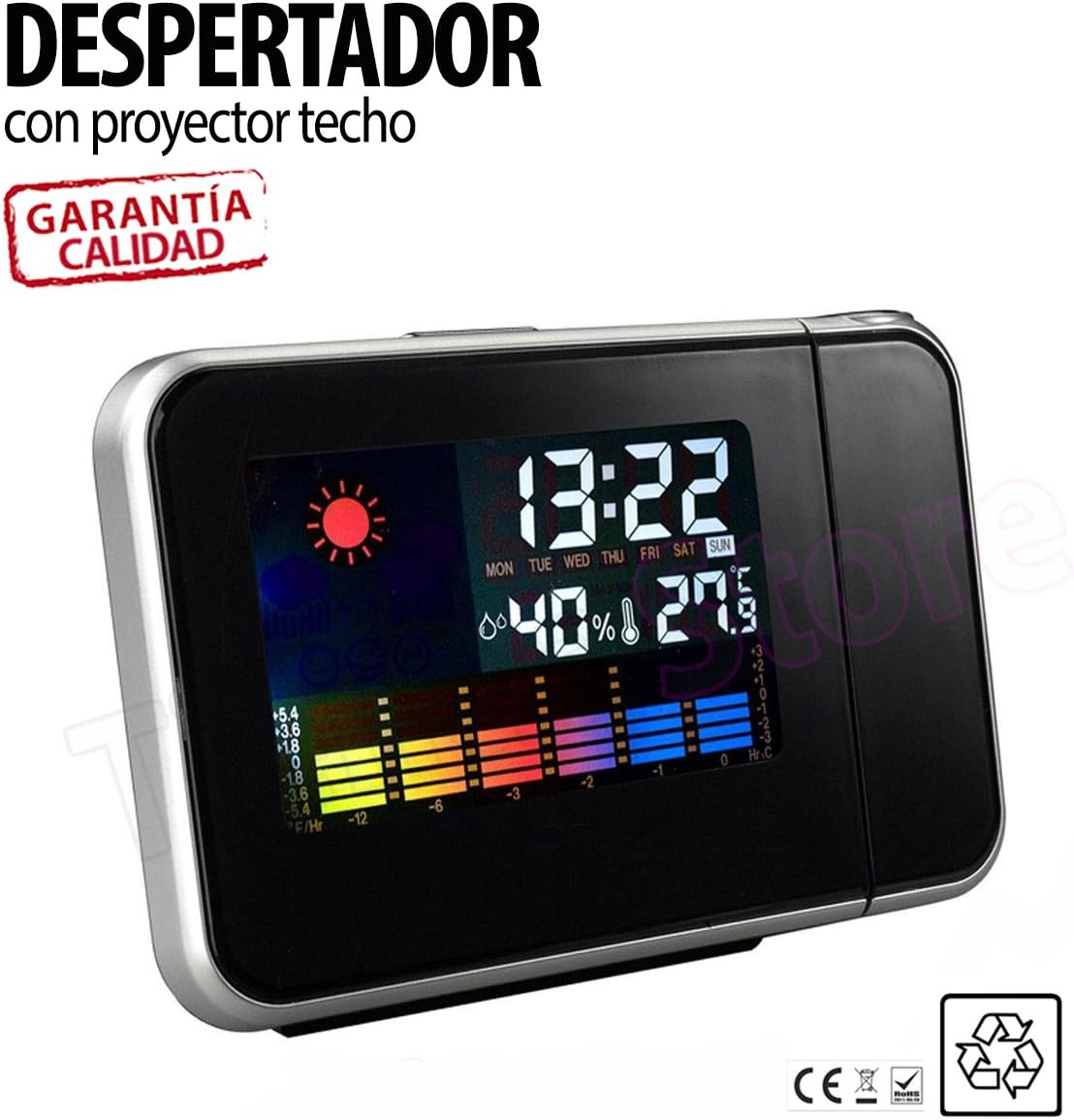 Reloj Despertador con Proyector LED para pared techo TiendaStore ...