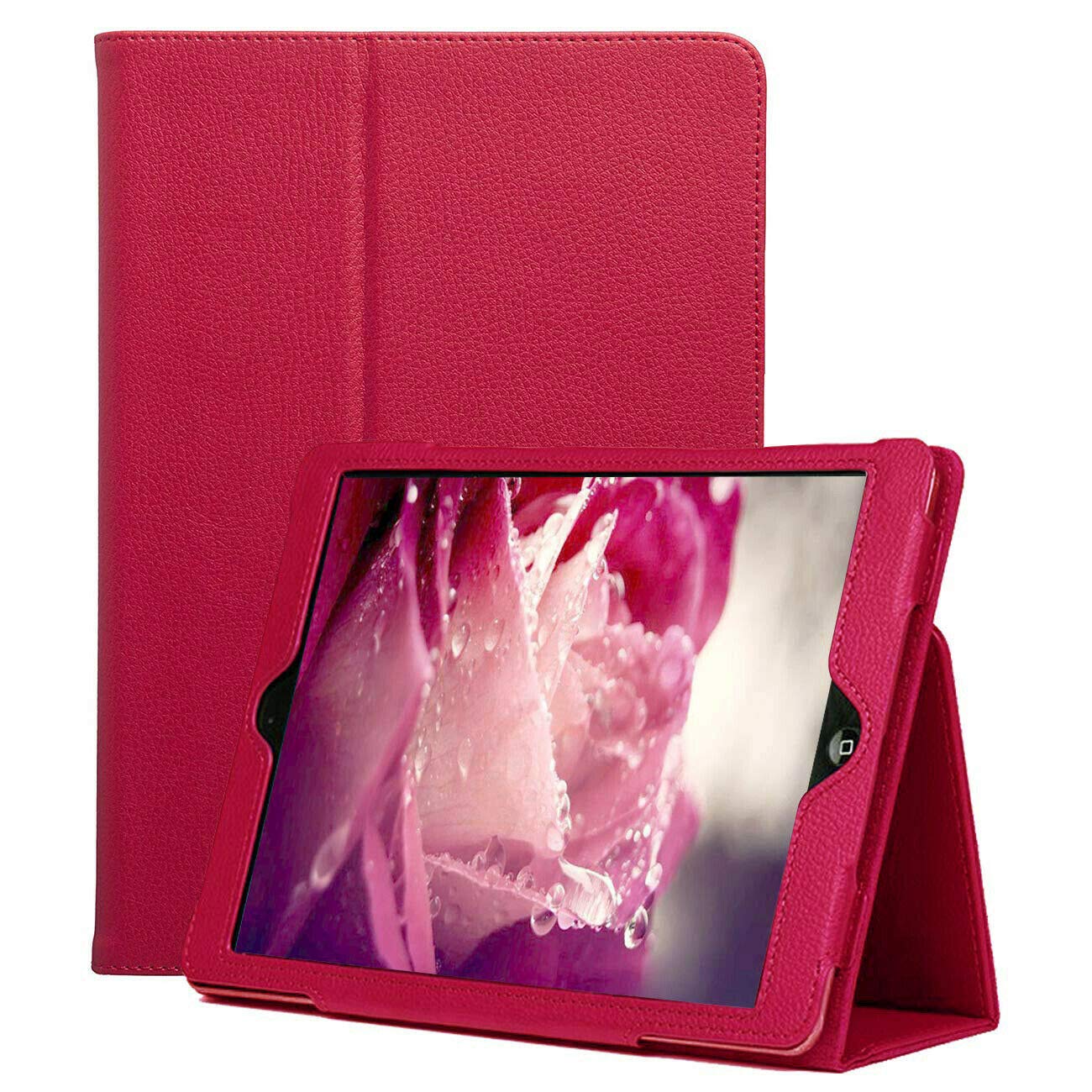 PU Leather Stand Case for iPad Air 1/2 9.7 2017/18 5th/6th Generation Folio Cover (Pink)