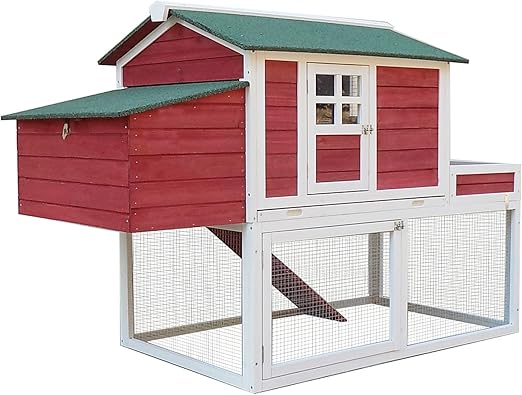 Amazon Com Pawhut 63 Wooden Backyard Chicken Coop With Garden