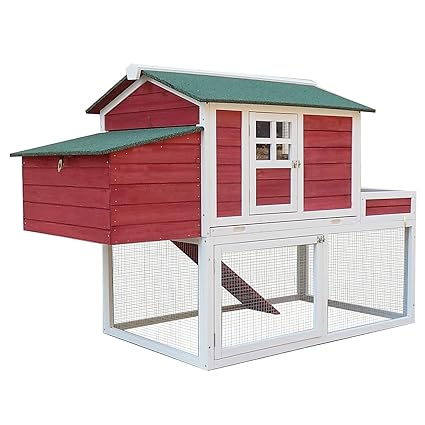 Pawhut 63 Wooden Backyard Chicken Coop With Garden Box Run Area Nesting Box