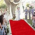 ROMANKAS Red Carpet Runner for Wedding Party Aisle Decor - Velvet Fabric 5x20FT Floor Runner with Carpet Tapes for Outdoor & Indoor Use
