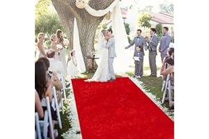 ROMANKAS Aisle Runners for Weddings Red Carpet Runner for Party 5X15FT Velvet Runner Wedding Aisle Decoration Farmhouse Runway Rugs with Carpet Tapes Aisle Runner for Ceremony Birthday Runners Rug