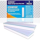 Magic Sponges Eraser Mop Pads, Melamine Sponge Cleaning Pad Mop Refill | Includes Hook-and-loop Fasteners,Suitable for 13" Flat Mop Head,Just add Water,for Kitchen,Bathroom,Swimming Pool,Boat