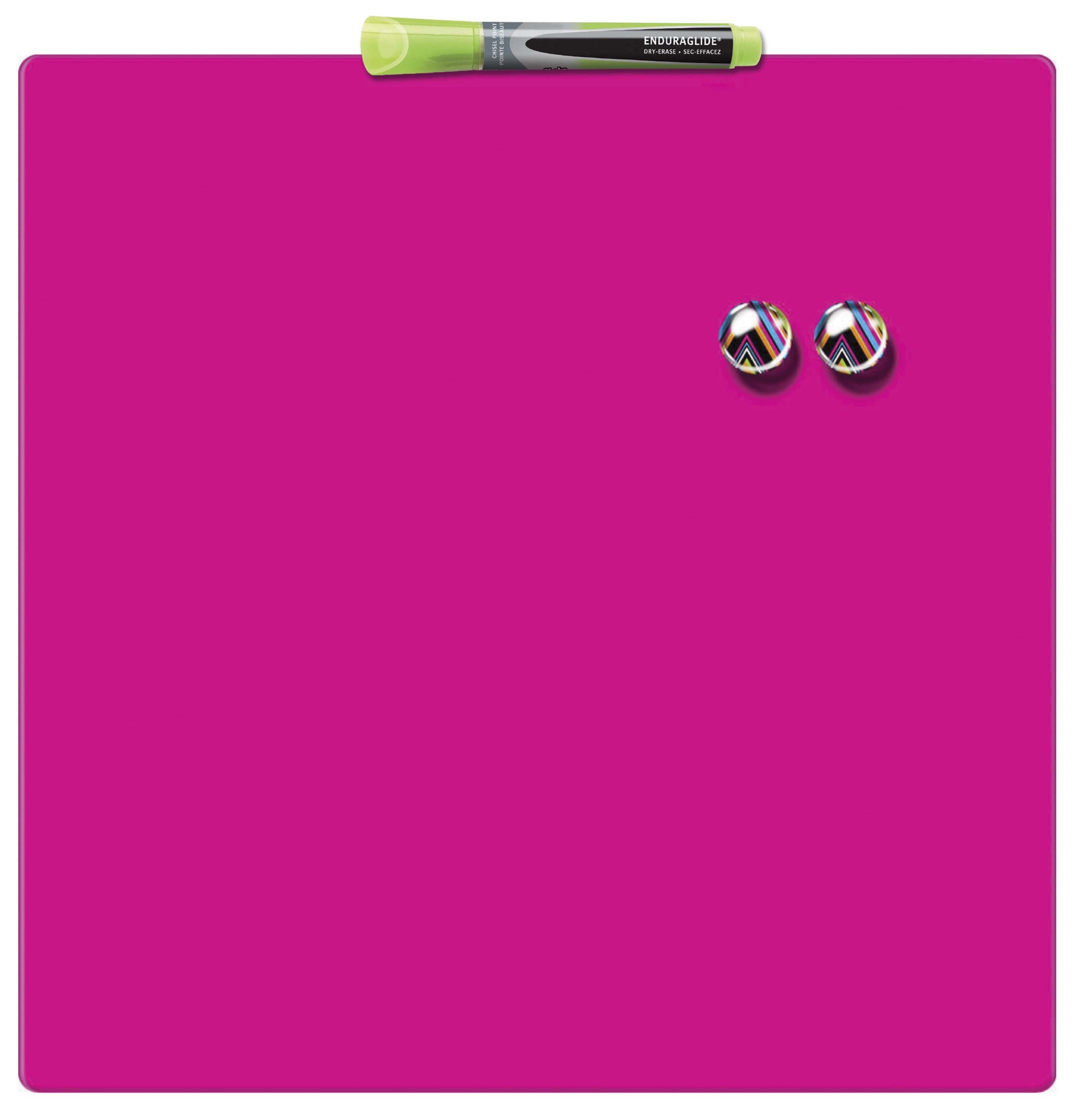 Rexel Nobo Mini Magnetic Whiteboard Coloured Tile, Frameless, Dry Wipe, Easy Clean, Wall Mountable, Home/Office, 360 x 360 mm, Pink, 1903803