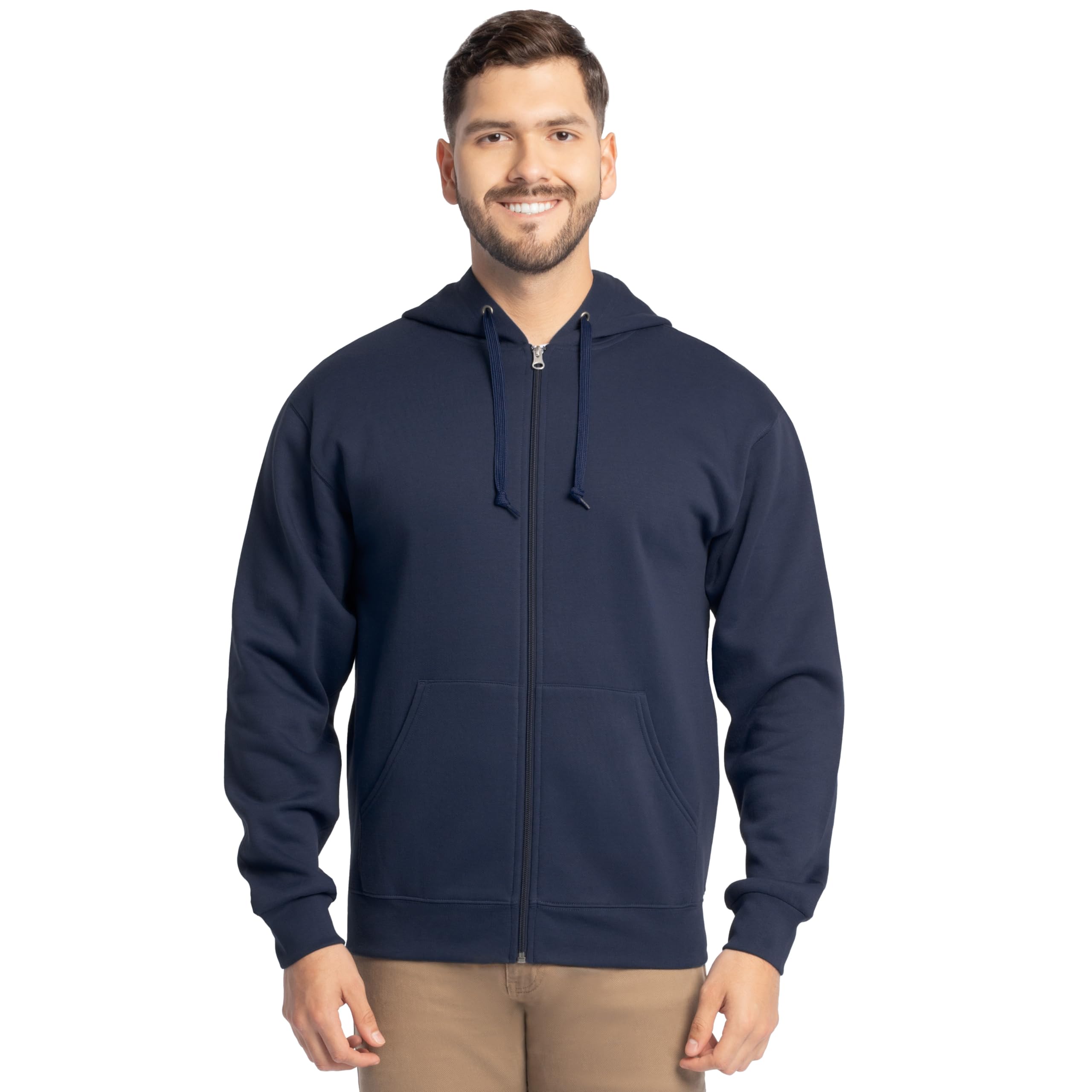 Photo 1 of Fruit of the Loom Eversoft Fleece Hoodies, Pullover, Moisture Wicking & Breathable, Sizes S-4x, Navy Full Zip, X-Large