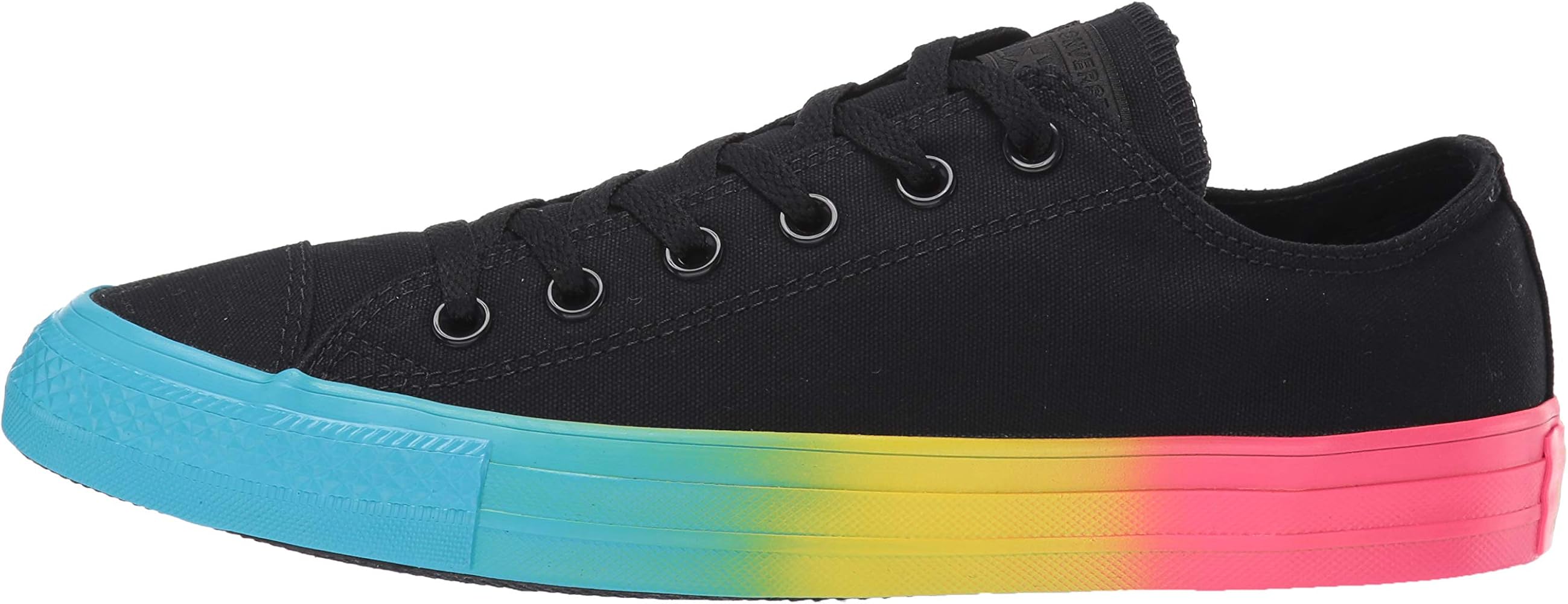 converse with rainbow bottom