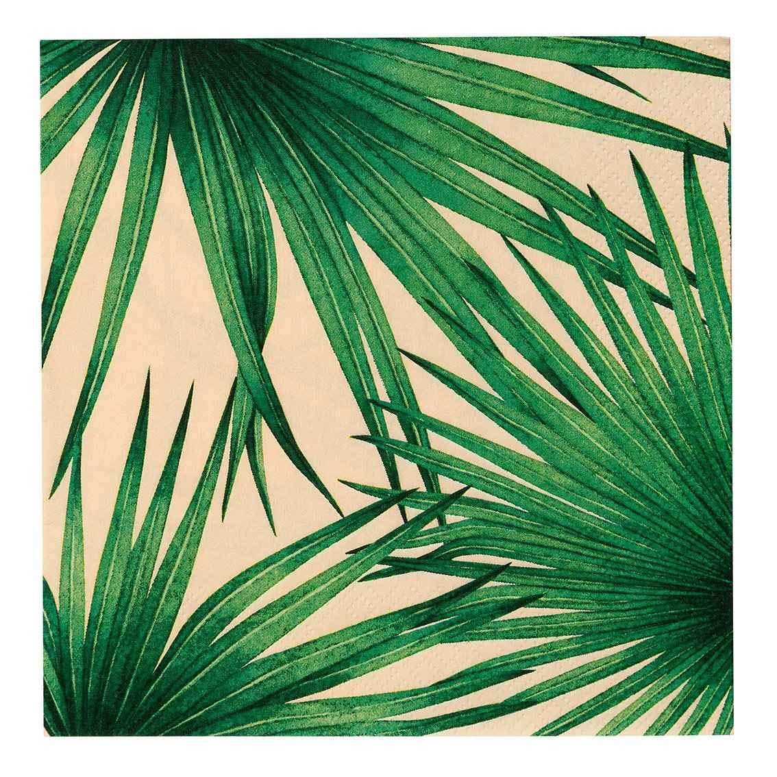 Talking Tables Pack of 20 Tropical Summer Napkins | Pink Paper Palm Leaf Serviettes for Hawaiian Party, Luau, Picnic, Decoupage