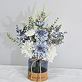LADADA Fake Flowers in Vase,Silk Dahlias in Vases,Flower Arrangements for Table,Used for Home Office, Bathroom, Kitchen Decoration Et