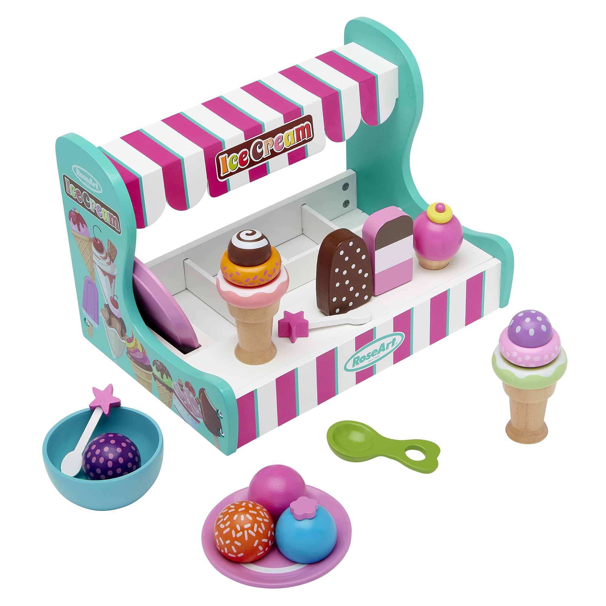 Photo 1 of **************Missing pieces**************
RoseArt Wooded Ice Cream Parlor Play Set 23 Piece Pretend Ice Cream Shop Gift for Toddler Ages 3 and Up