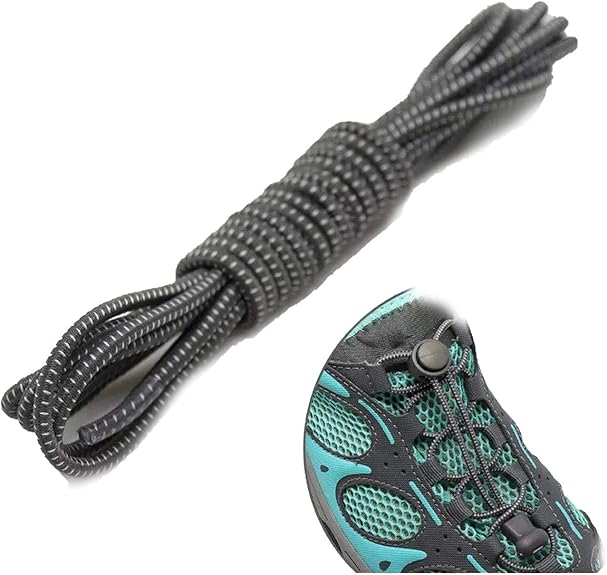 1 Pair Elastic Shoe laces Round Locking No Tie Shoelaces Kids Adult